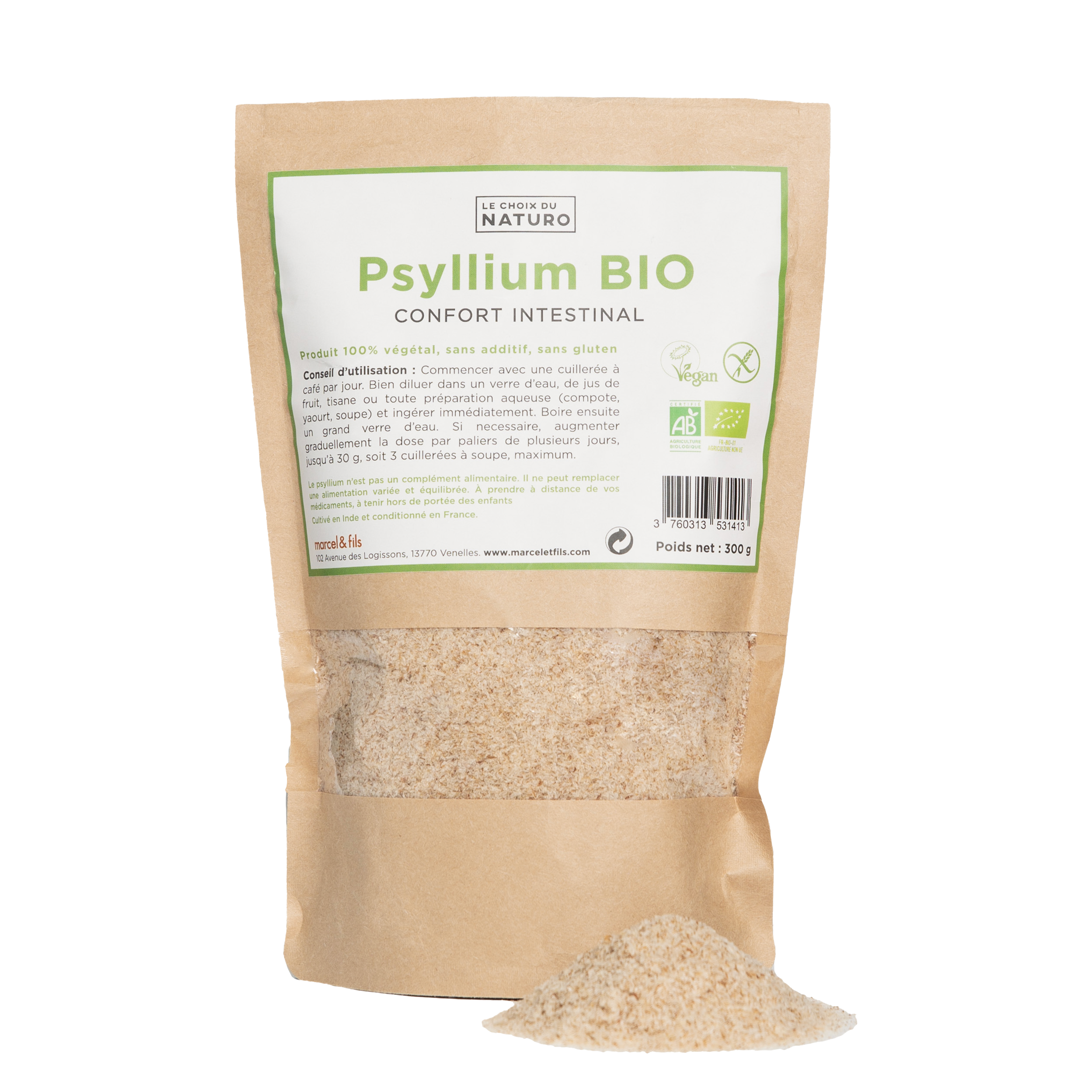 Psyllium Blond Bio En Poudre - 1kg - Fibre Naturelle, Coupe-faim, Aide à La Digestion - Conditionné En France
