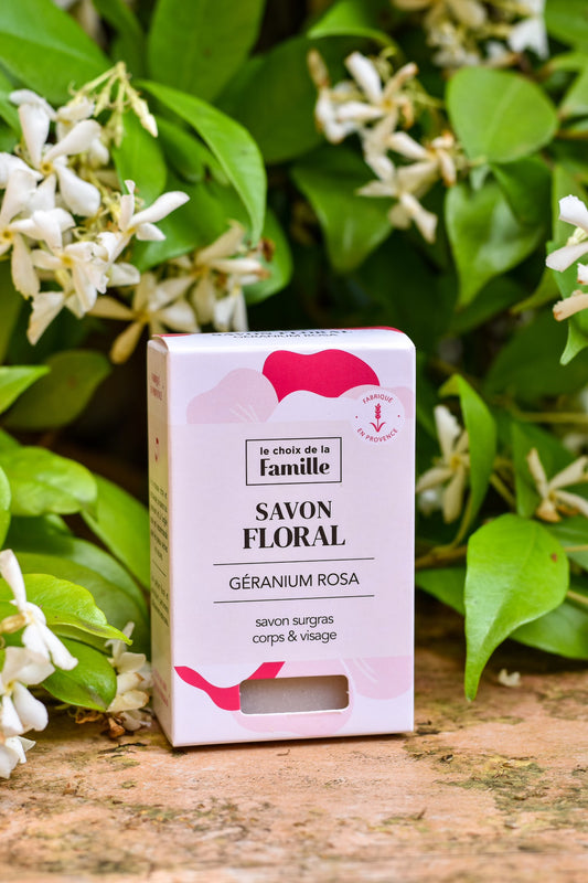 Savon surgras Floral corps et visage - Géranium Rosa