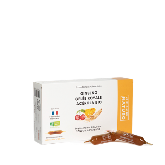 Ampoules de ginseng, gelée royale et acérola - complément alimentaire naturel